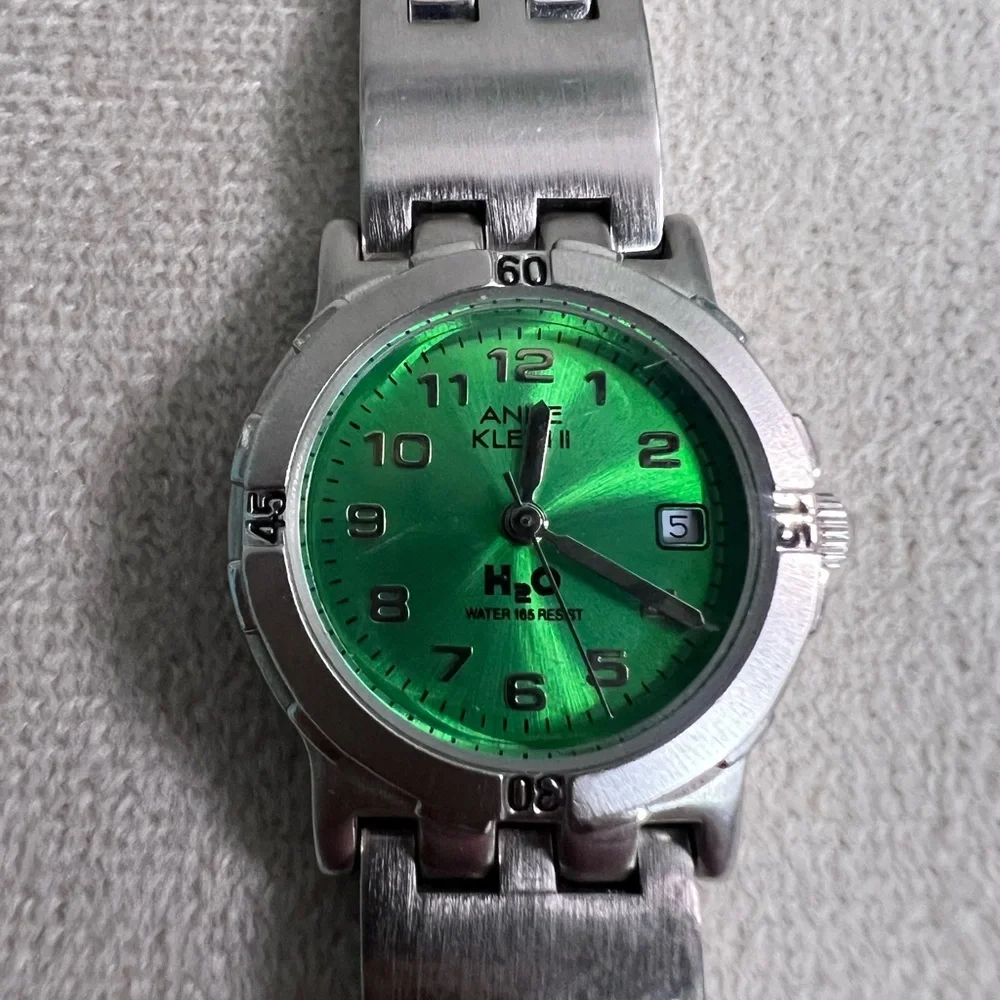 Anne Klein II H2O Stainless Steel Watch Green Dial Quartz 165 ft Water Resistant